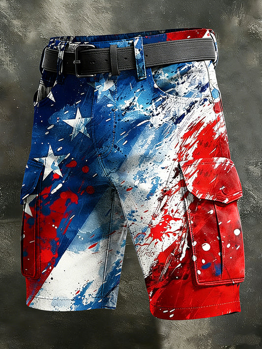 Pánské retro dovolená business american flag art print casual shorts