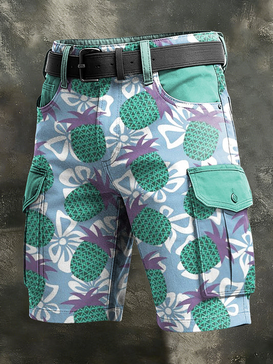 Pánské retro dovolená business art print casual shorts