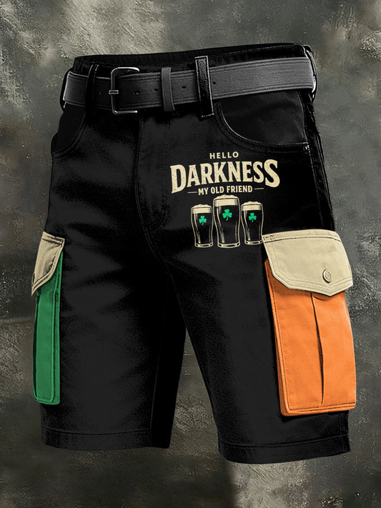 Pánské retro hello darkness můj starý přítel tisk neformální šortky