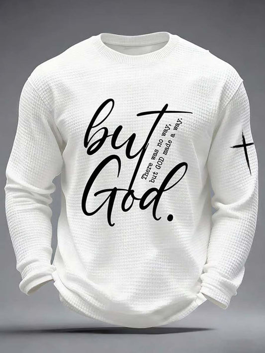 Retro faith art print casual waffle sweatshirt