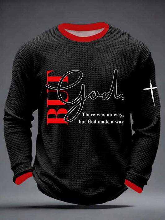 Retro faith art print casual waffle sweatshirt