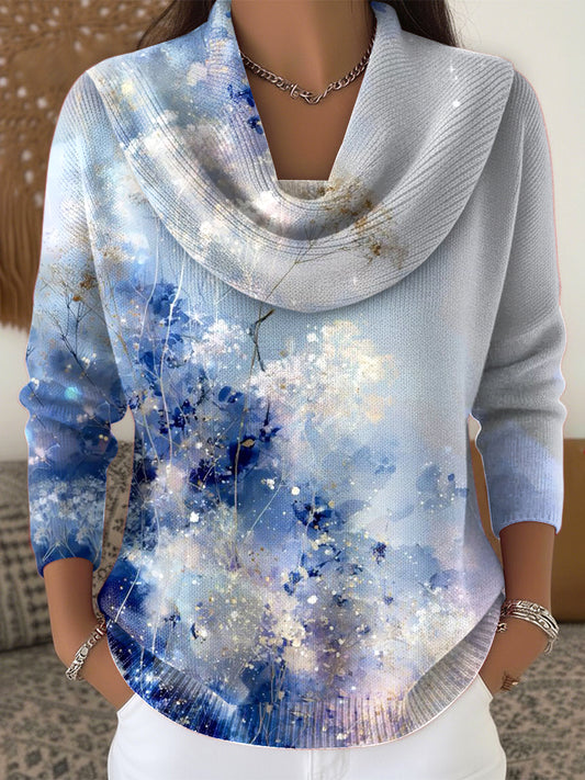 Dámské květinové gradient tisk neformální módní top