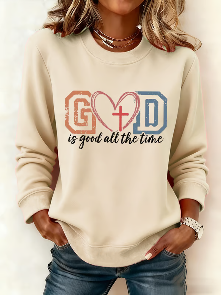 Ženský bůh je dobrý po celou dobu tisk offshoulder sweatshirt