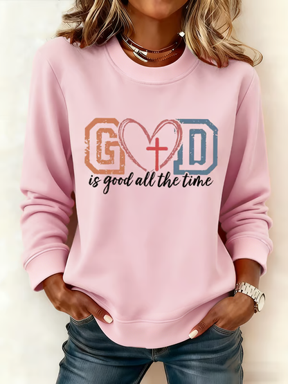 Ženský bůh je dobrý po celou dobu tisk offshoulder sweatshirt