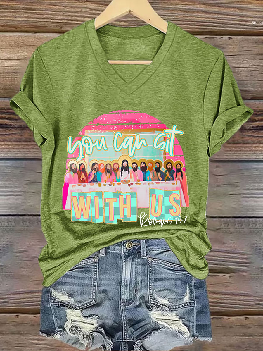 Dámské křesťanské velikonoce můžete sedět s námi print tshirt