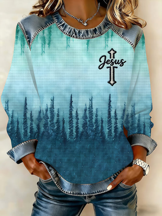 Ženská víra tisk vaflová mikina