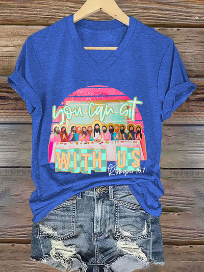 Dámské křesťanské velikonoce můžete sedět s námi print tshirt