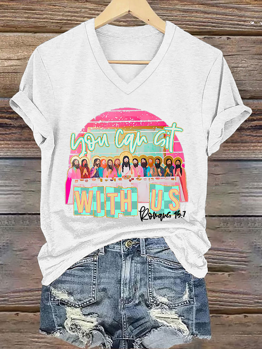 Dámské křesťanské velikonoce můžete sedět s námi print tshirt
