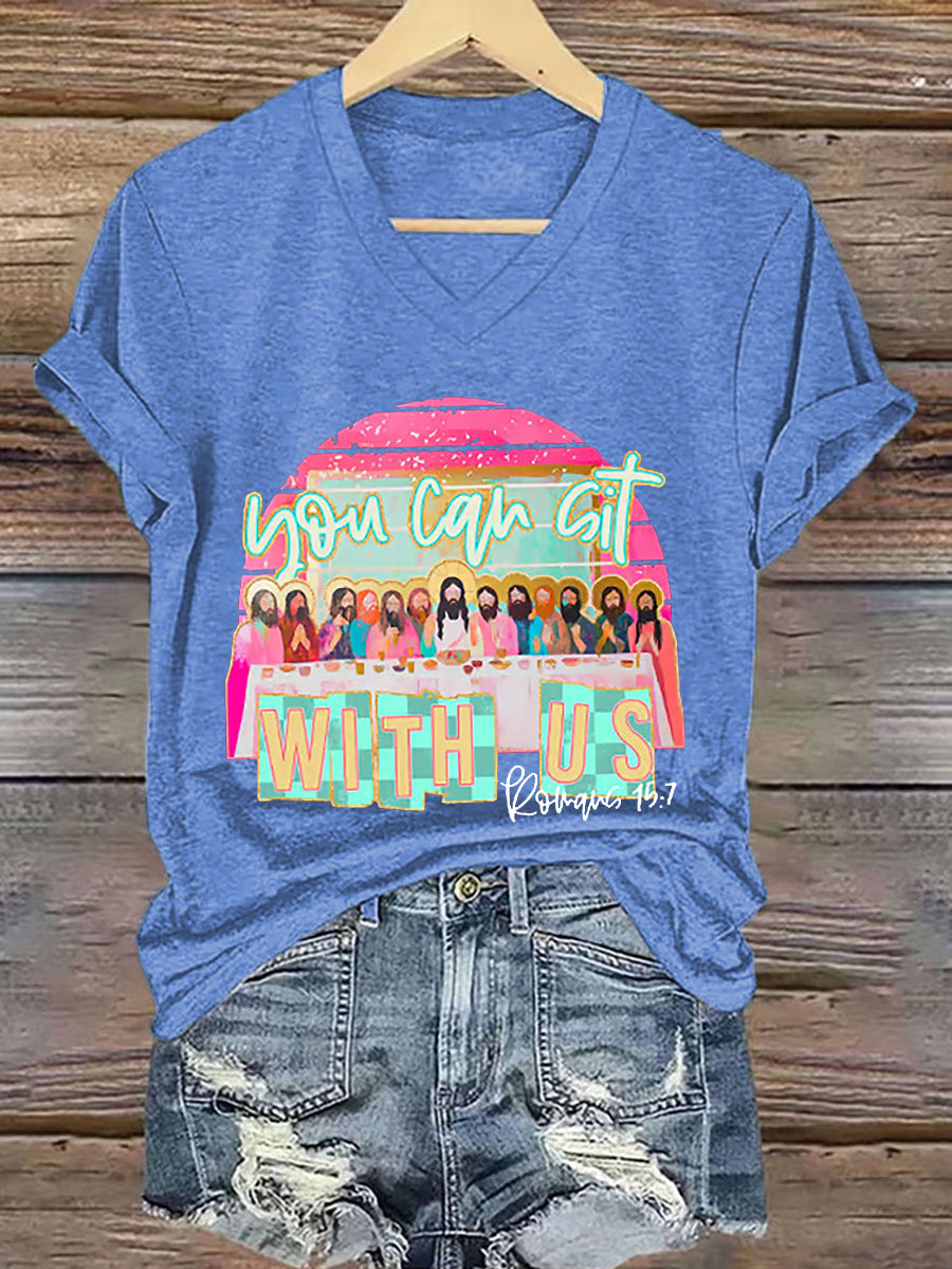 Dámské křesťanské velikonoce můžete sedět s námi print tshirt