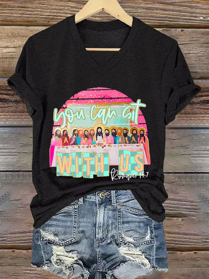 Dámské křesťanské velikonoce můžete sedět s námi print tshirt