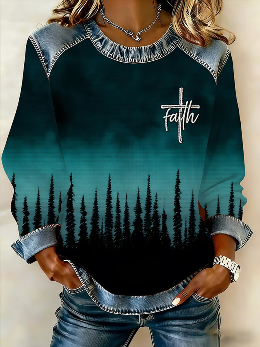 Ženská víra tisk vaflová mikina