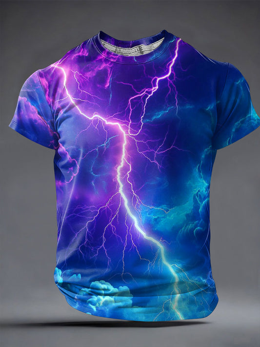 Retro abstraktní lightning art casual tshirt