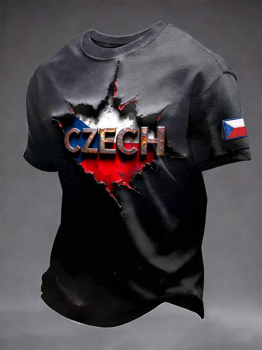 Pánské české vlajky design 3d tištěné černé módní tričko
