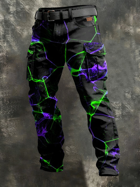 Pánské retro dovolená podnikání psychedelické umění tisk neformální pracovní kalhoty