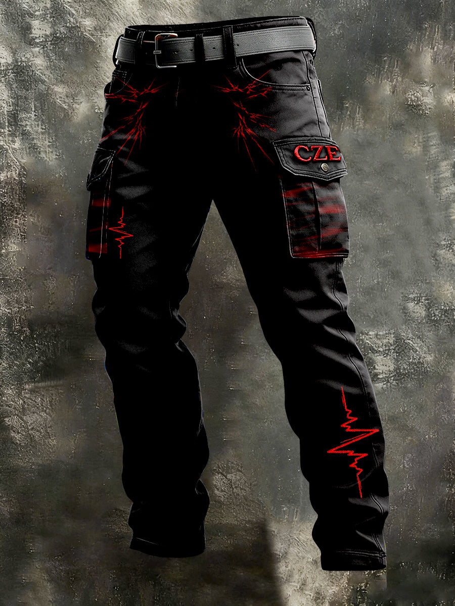 Pánské české cze dopis tisk módní pracovní kalhoty
