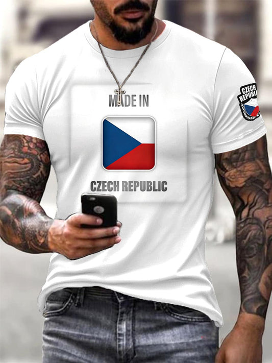 Pánské české vlajky 3d tisk bílé tričko