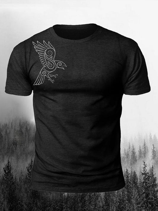 Pánské vikingské styl ravens tištěné tričko