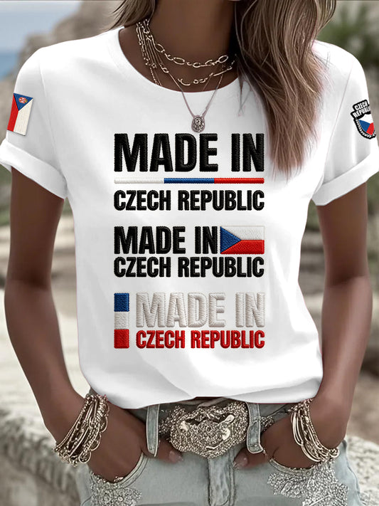 Dámské české vlajky tisk bílé módy tričko