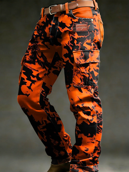 Pánské retro dovolená obchodní kamufláž umění tisk neformální pracovní kalhoty