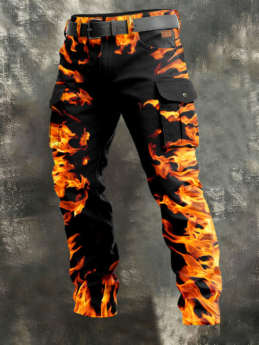 Pánské retro dovolená obchodní umění tisk neformální pracovní kalhoty