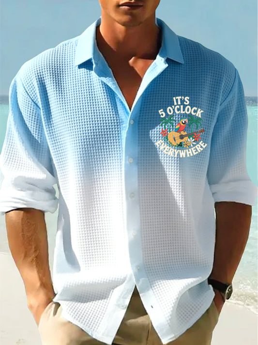Men hawaiianstyle gradient casual shirt