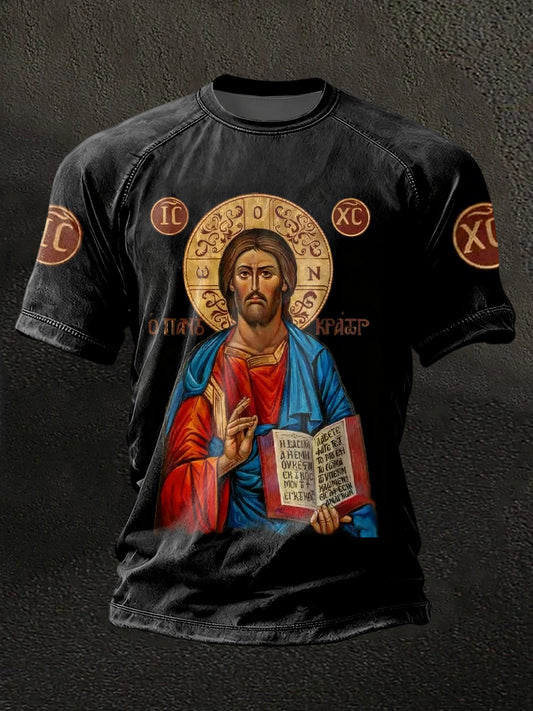 Pánské víra tisk krátké rukávy tshirt