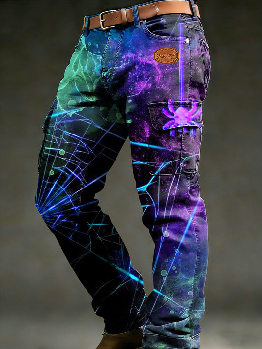 Pánské retro dovolená obchodní umění tisk neformální pracovní kalhoty