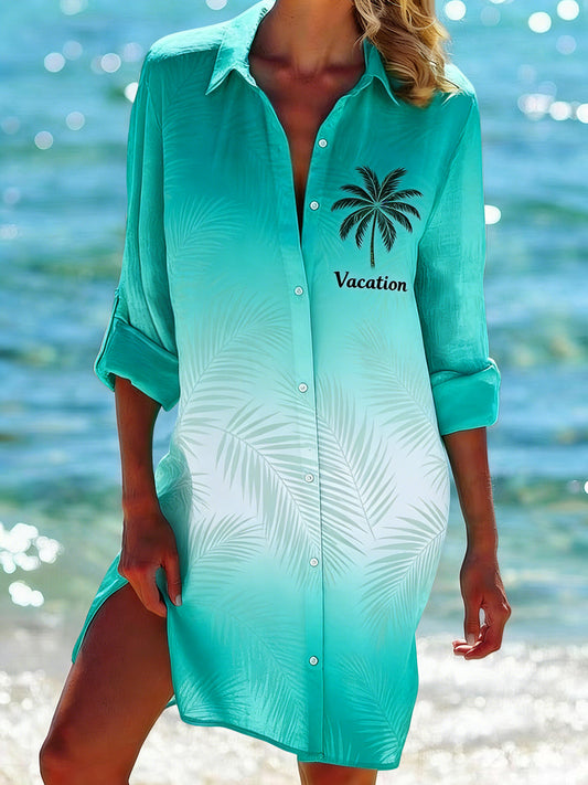 Women casual palmprint gradient beach dress