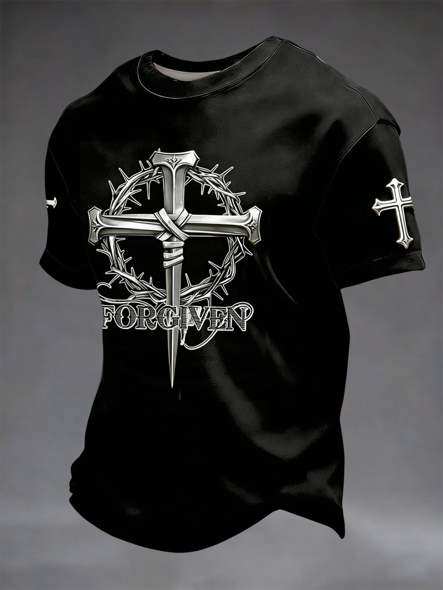 Retro faith cross casual tshirt