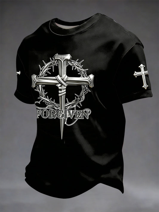 Retro faith cross casual tshirt
