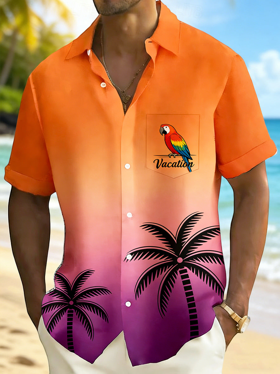 Pánské retro havajské palmy gradient casual košile