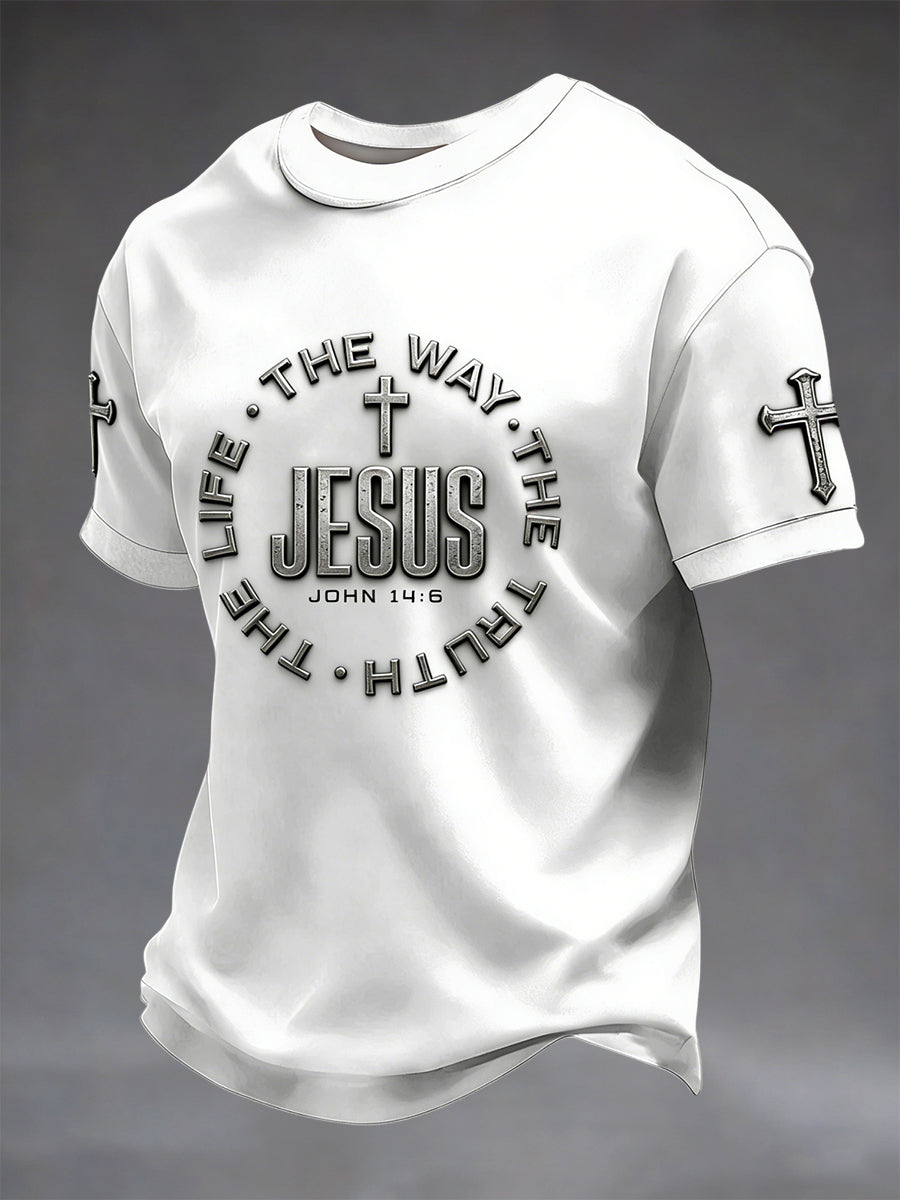 Retro faith jesus cross casual tshirt