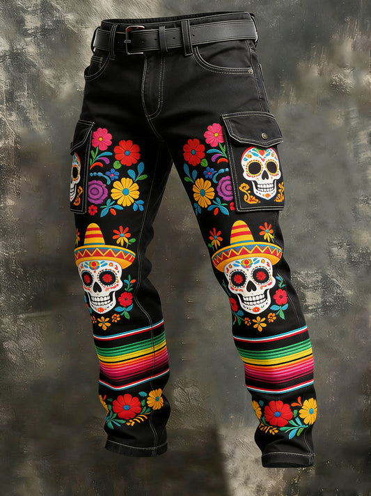 Pánské retro dovolená obchodní umění tisk neformální pracovní kalhoty