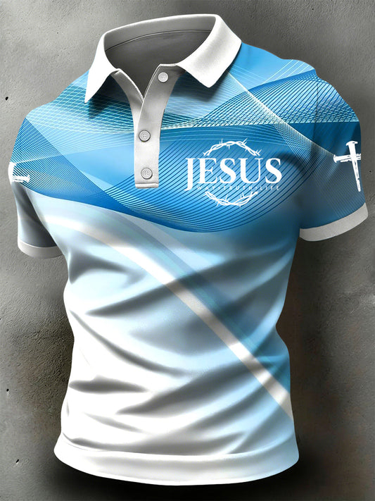 Retrostyl křížový gradient textury casual polo košile