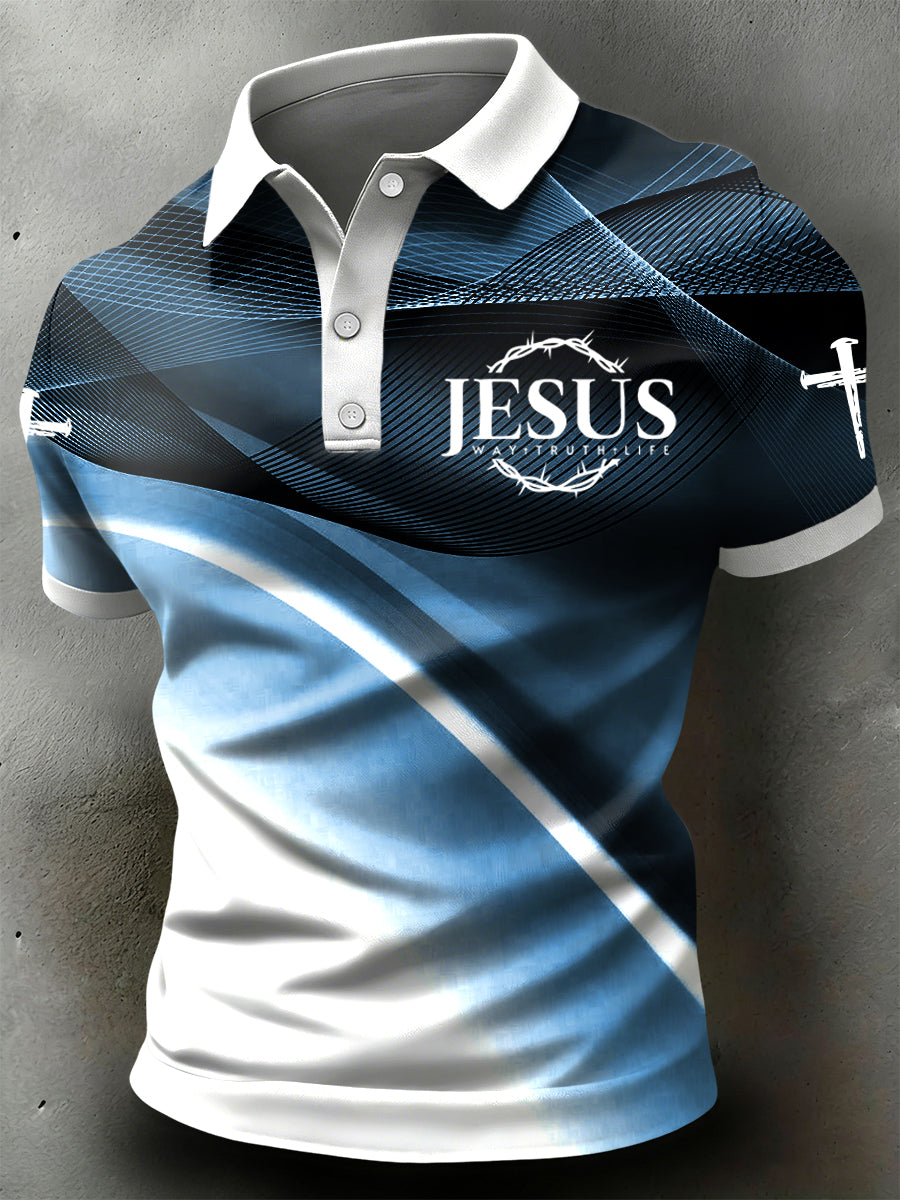 Retrostyl křížový gradient textury casual polo košile