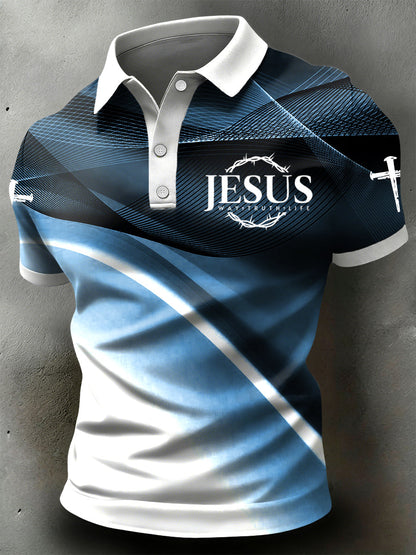 Retrostyl křížový gradient textury casual polo košile