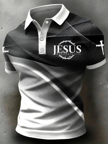 Retrostyl křížový gradient textury casual polo košile