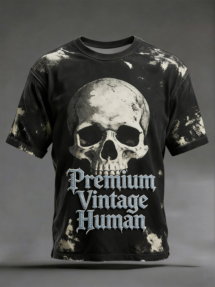 Vintage znepokojený "old fuckers club" lebka příležitostné tshirt