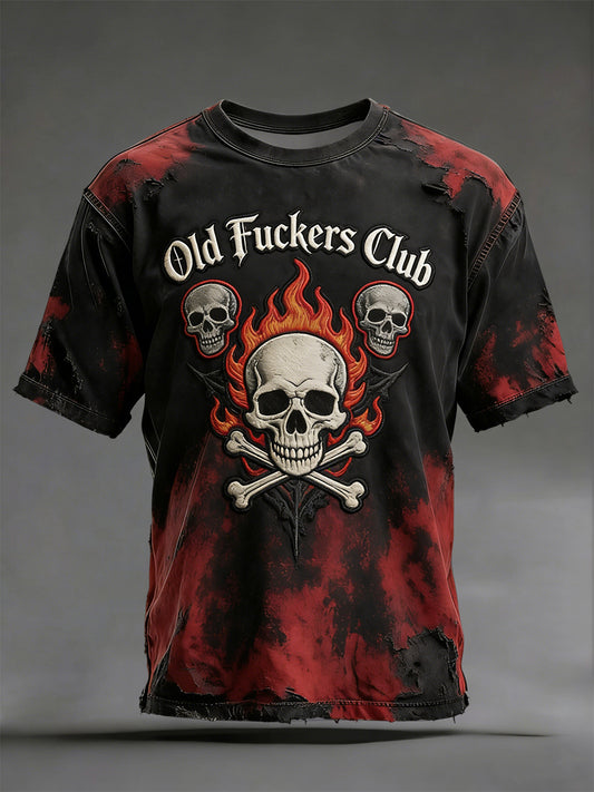 Vintageumyté "old fuckers club" casual tshirt