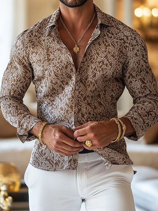 Men hawaiianprint artistic casual shirt