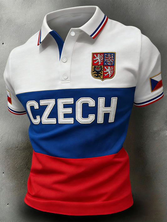 Pánské vintage czechpruhované příležitostné pólo