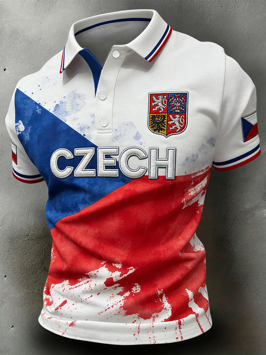 Pánské vintage czech artistic casual polo shirt