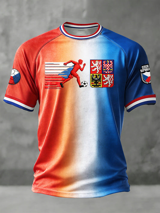 Pánové česká republika 2026 fotbalový gradient tisk kapkarameno jersey tshirt