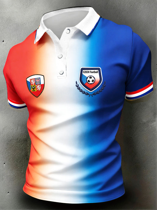 Pánové česká republika 2026 fotbalový gradient print polopůžkové s krátkými rukávy