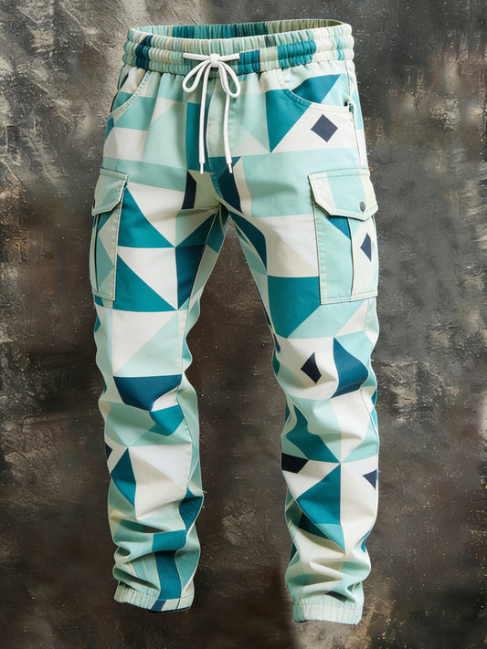 Pánské retro dovolená obchodní umění tisk neformální pracovní kalhoty