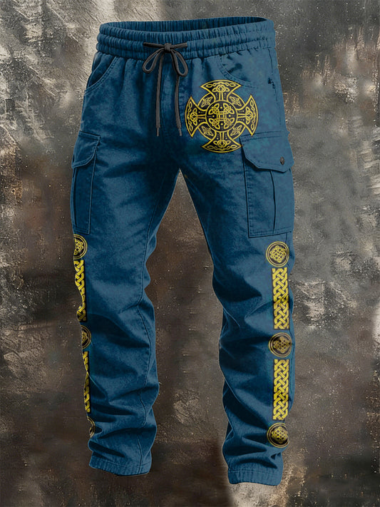 Pánské retro dovolená obchodní umění tisk neformální pracovní kalhoty