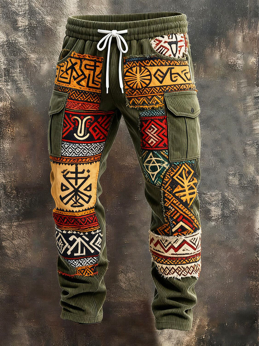 Pánské retro dovolená obchodní umění tisk neformální pracovní kalhoty