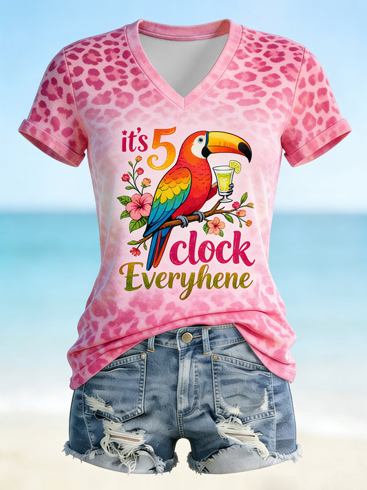 "Its 5 oclock everywhere" womens leopardprint tshirt