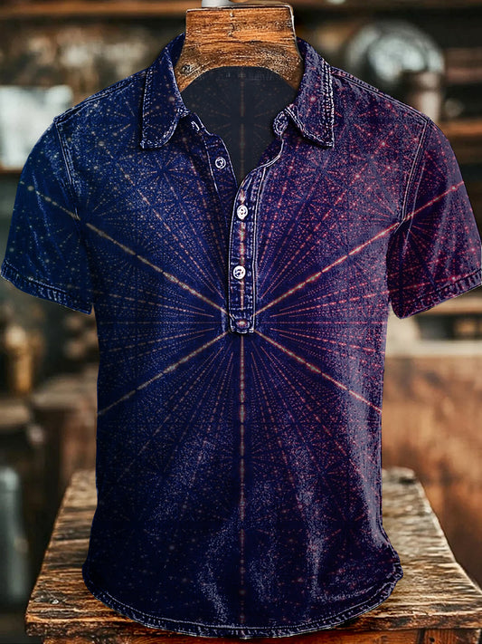 Nepravidelný gradient line print neformální košile s krátkými rukávy