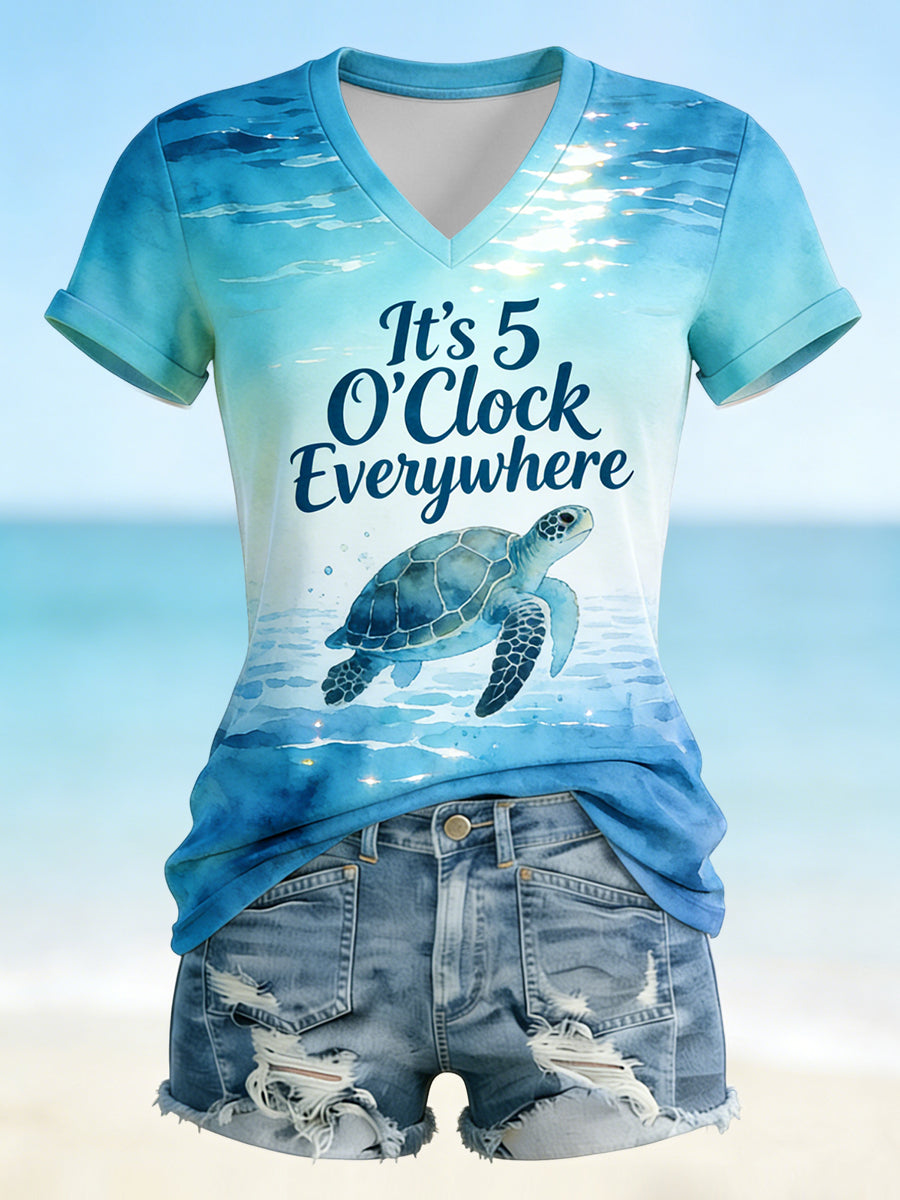 Its 5 oclock everywhere womens gradient ocean tshirt